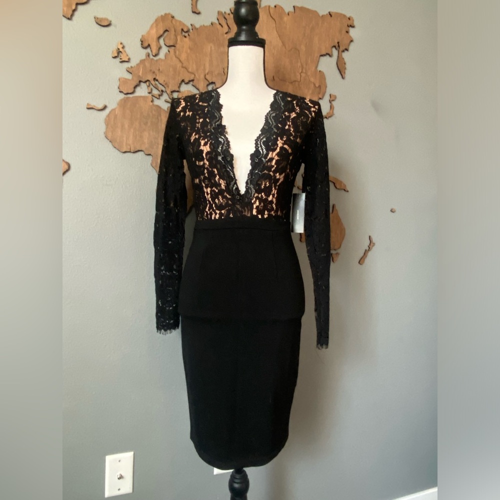 Black Low-Cut Lace Dress